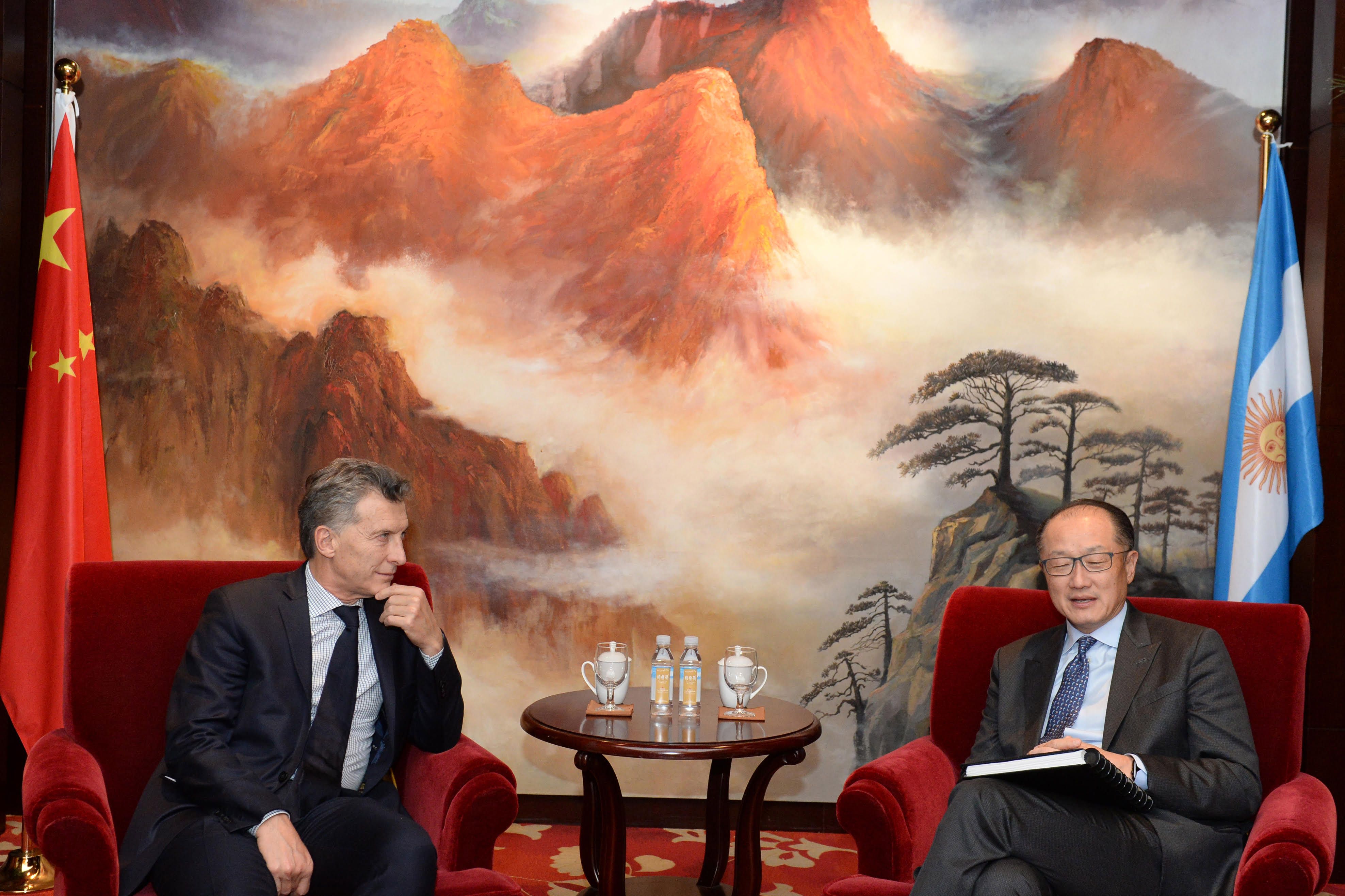 T&eacute;lam, 15/05/2017 Beijing - China El presidente Mauricio Macri se reuni&oacute; con el t&iacute;tular del Banco Mundial Jim Yong Kim.  Foto: Presidencia