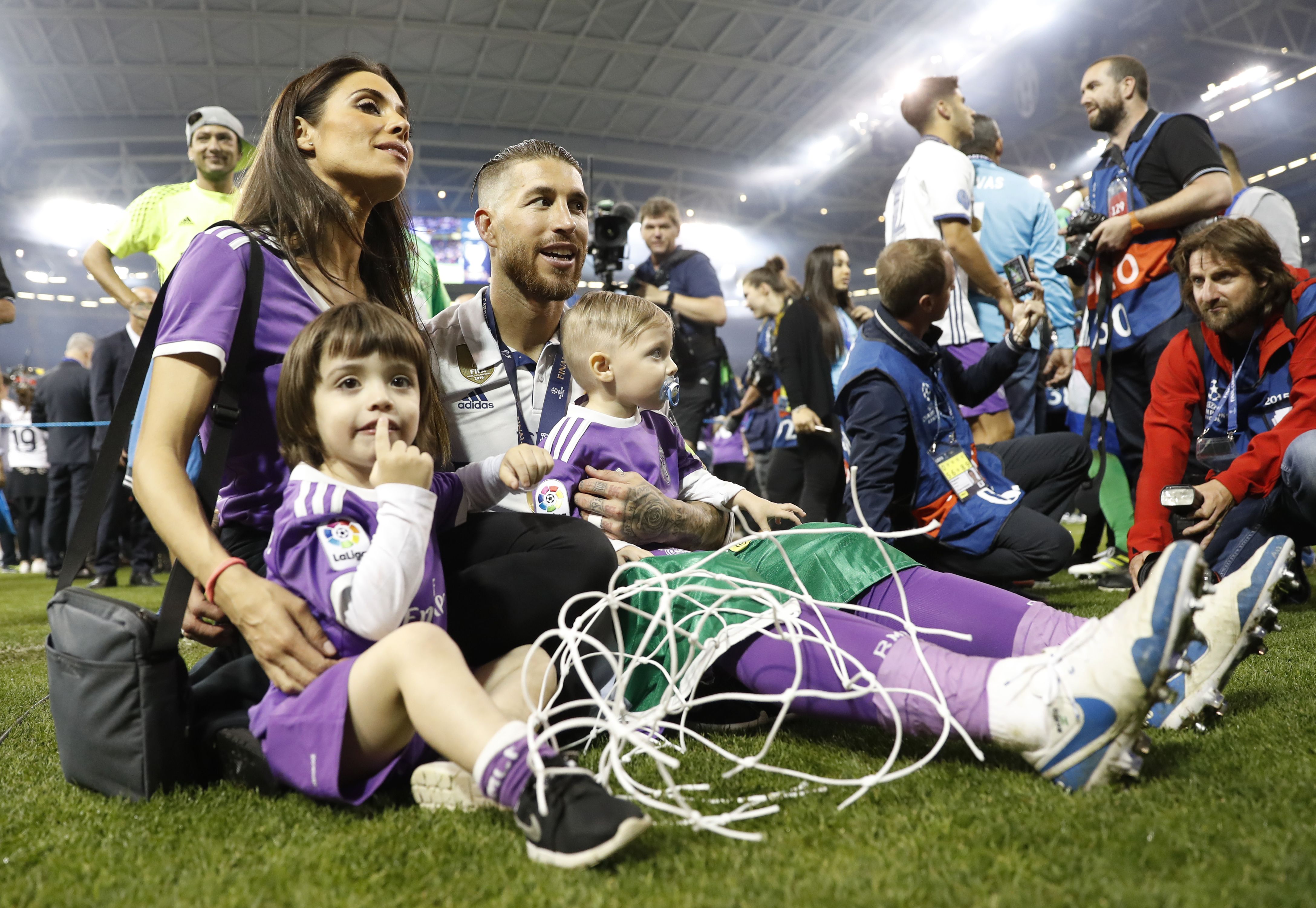 Real Madrid's Sergio Ramos celebrates with family after winning the UEFA Champions League Final - 17-CCT51731