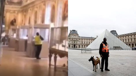 El video del robo en el Louvre: un turista filmó a uno de los ladrones cuando rompía una vitrina con las joyas