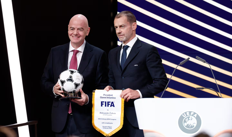 Aleksander Ceferin y Gianni Infantino, presidentes de la UEFA y la FIFA.&nbsp;