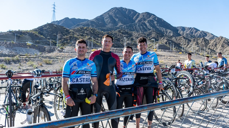 del patrullaje al triatlon: 27 efectivos de la policia de san juan se desafiaron y corrieron el ironman