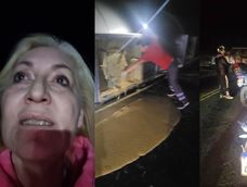 Vuelco del camión cerca de la Difunta Correa: el impactante video de una mujer que vio todo.