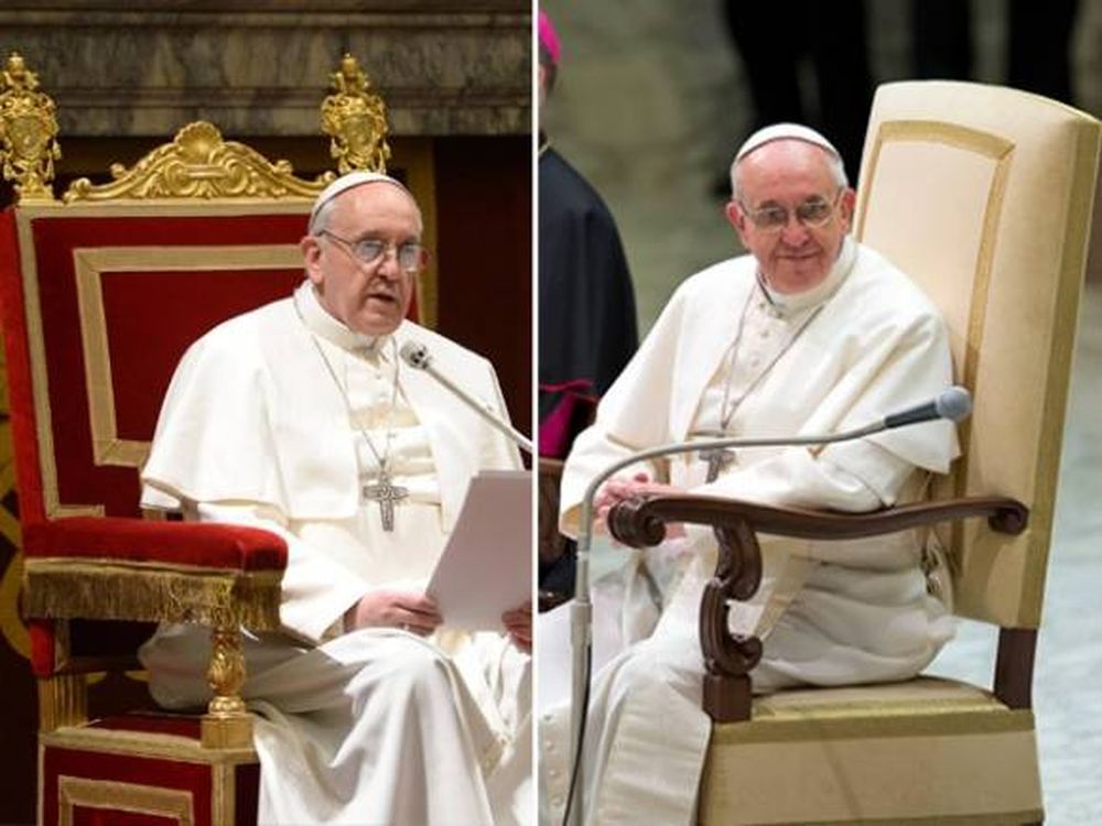 El Papa cambió el trono de oro por un sillón