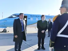 Orrego y Milei durante la visita presidencial a San Juan.- Orrego y Milei durante la visita presidencial a San Juan.-