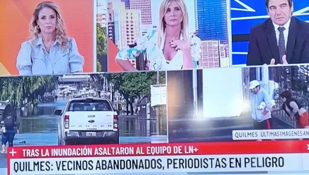 Asaltaron en vivo a un equipo de periodistas que cubrían las inundaciones en Quilmes