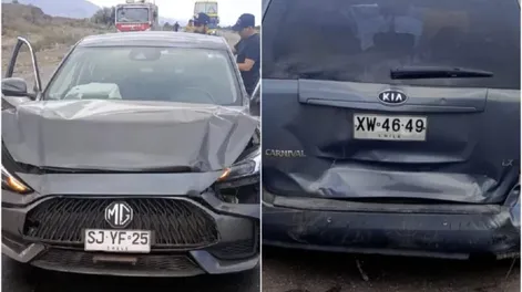 Dos familias chilenas viajaban por Ruta 40, uno se distrajo y chocó de atrás al otro vehículo