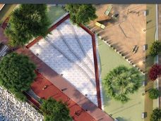 En Sarmiento ya arrancó la construcción de la plaza que combinará espacios para la diversión, deporte, cultura y recreación. En Sarmiento ya arrancó la construcción de la plaza que combinará espacios para la diversión, deporte, cultura y recreación.