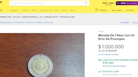 Venden una moneda argentina por $1.000.000: a qué se debe y cuál es