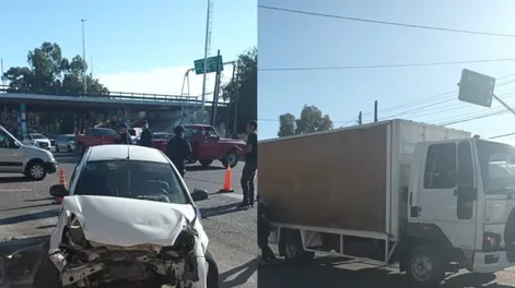 Chocó con un camión distribuidor y quedó con el frente destrozado