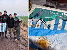 Rescataron al Dibu del barro y recibieron un regalo de campeón