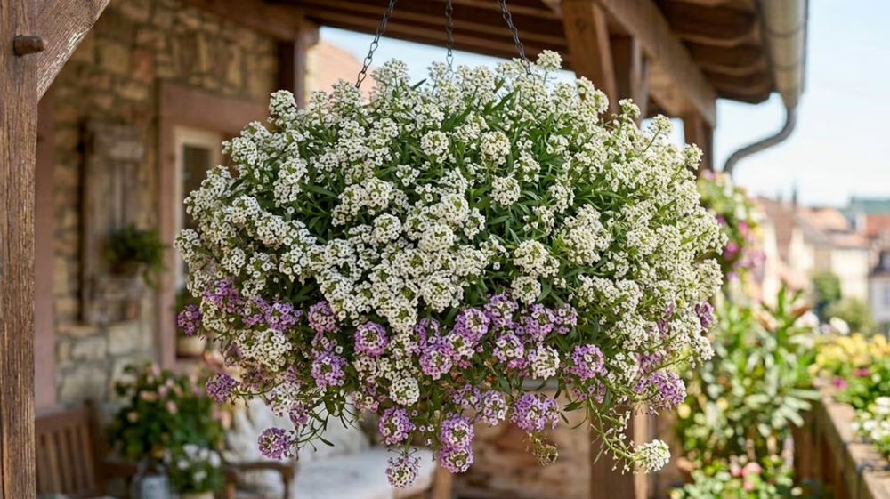 Flores pequeñas y abundantes que se derraman en una caída suave y continua (Imagen creada con IA).