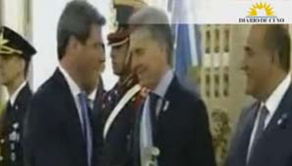 Video: el saludo de Uñac y Macri