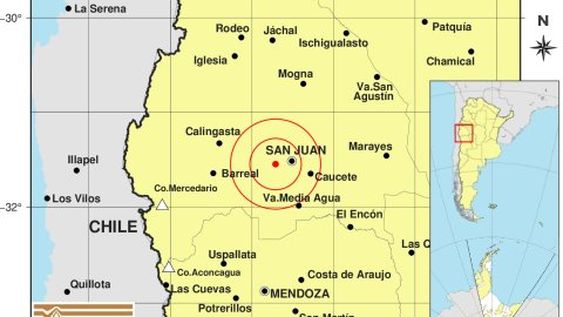 La zona del epicentro del sismo de anoche en San Juan.