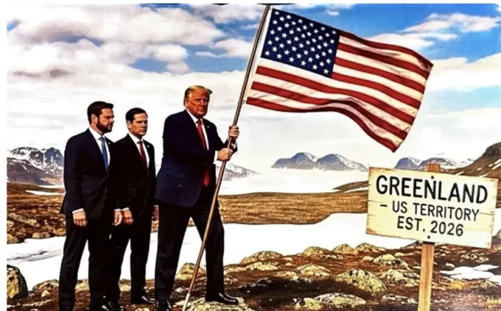 Donald Trump,  publicó una imagen suya conquistando Groenlandia