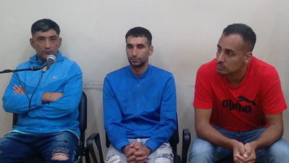 De izquierda a derecha, Roberto Riveros, Jonathan Flores Pereira y Franco David Fernández, condenados ayer.