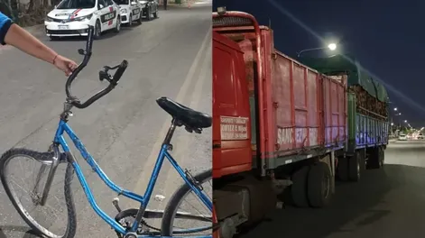 Iba agarrado de una moto, se cayó y un camión le pasó por encima: sufrió una fractura