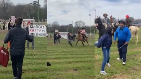 Jineteada violenta: proteccionistas fueron atacados a rebencazos