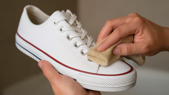 el truco definitivo para dejar las zapatillas blancas de lona como recien compradas