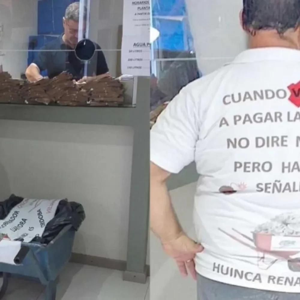 Fue a pagar una boleta de la luz con una carretilla y se volvió viral