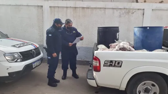 Decomisan 700 kilos de achuras que eran transportados en la caja de una camioneta