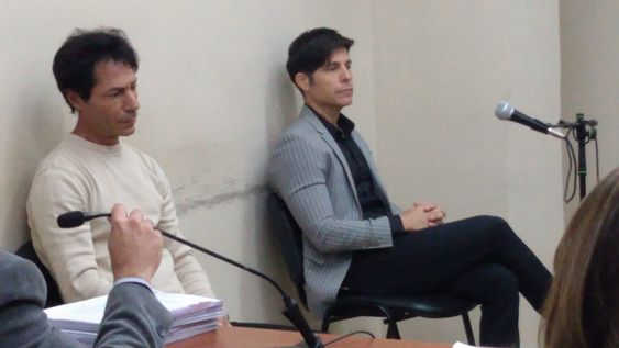 Los empresarios Mariano Tomsig y Martín Quiroga Massa, este jueves, frente al juez.