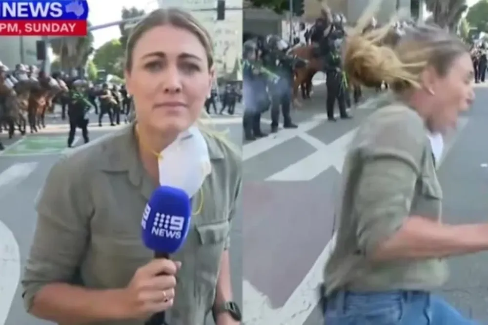 Tensión en Los Angeles: un policía le disparó a una periodista mientras transmitía en vivo