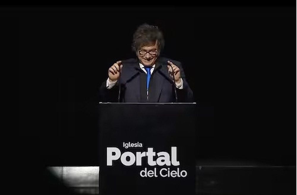 RELIGIÓN Y POLÍTICA. Milei se convirtió en el primer Jefe de Estado argentino en visitar un templo evangélico masivo. Tiene una capacidad para 15 mil fieles.