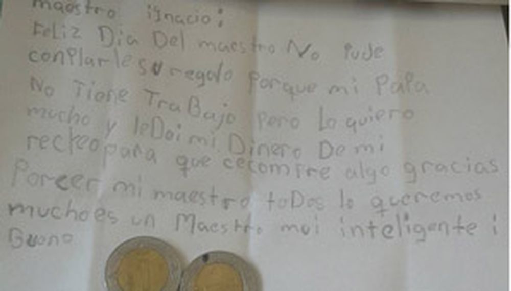 La conmovedora carta de una nena a su profesor