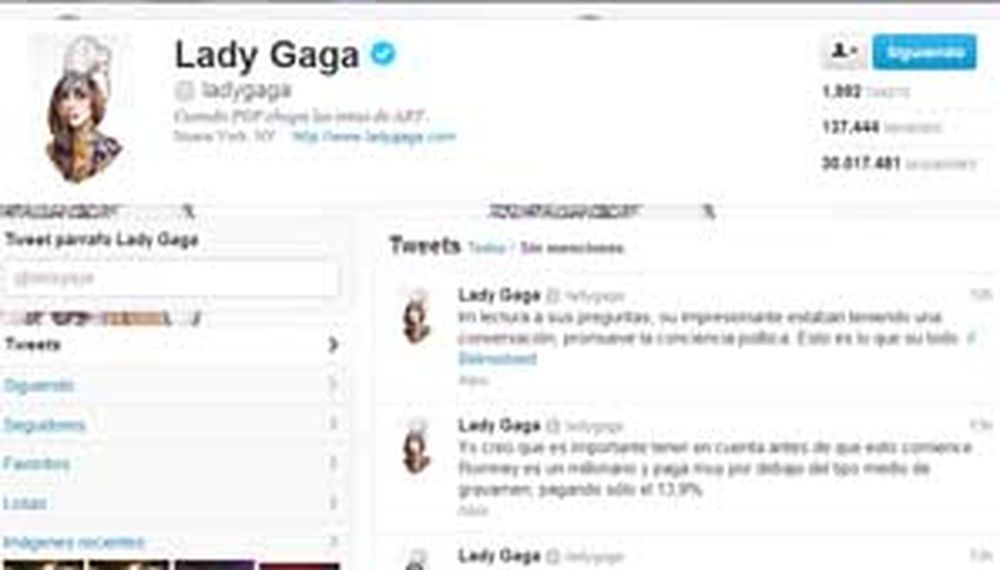 Gaga, reina en Twitter