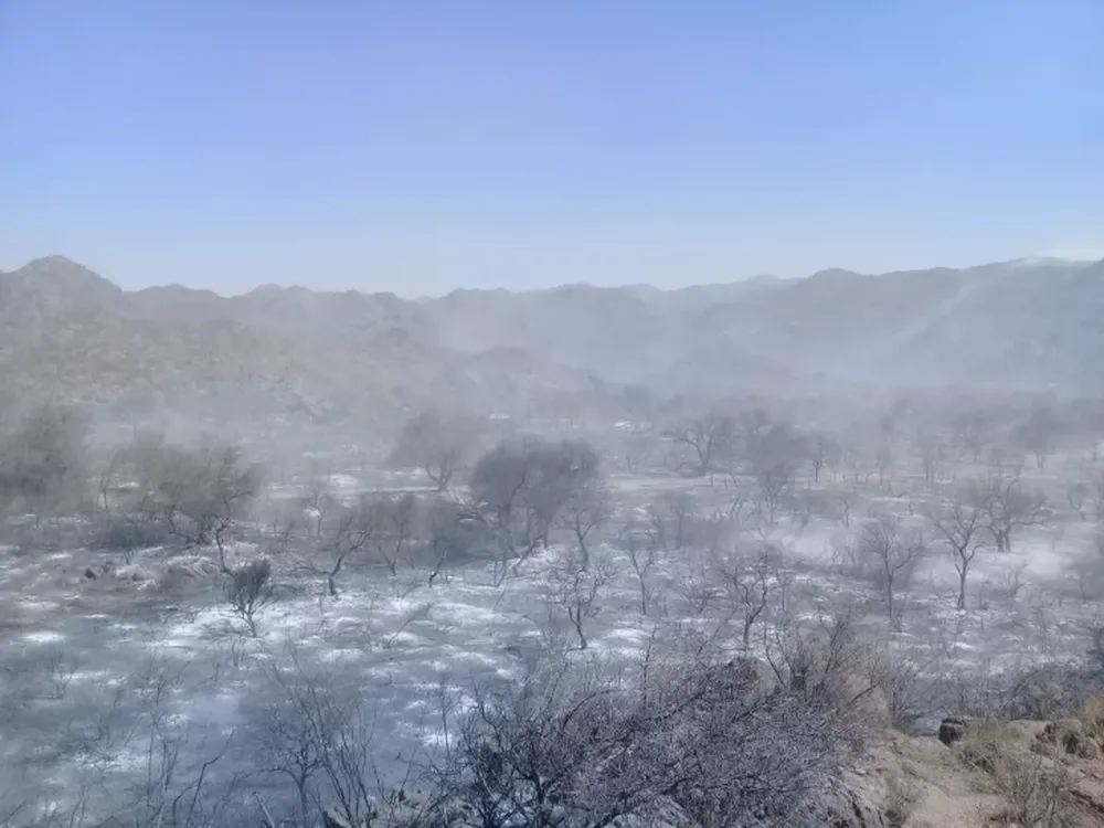 La lluvia apagó un incendio en las sierras de Valle Fértil que llevaba 9 días activo
