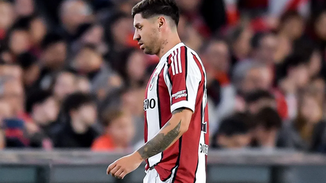 Gonzalo Montiel se lesionó y River lo pierde ante Independiente Santa Fe.