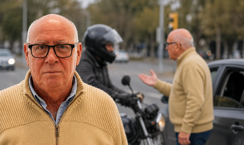 El juez Enrique Mattar dijo que no se dio cuenta que había sido impactado por la moto. Imagen recreada con IA.&nbsp;