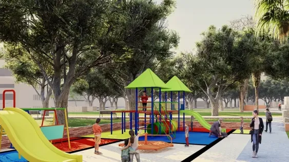 Diversión. La Plaza Aberastain, en Capital, contará con un nuevo sector de juegos infantiles más moderno y seguro para que los chicos puedan divertirse a pleno.