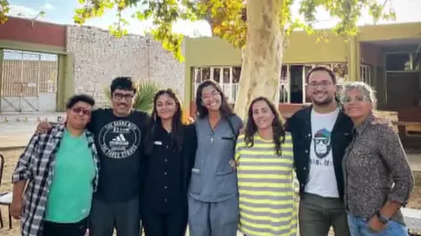 El equipo: Tachi Sáez, Berny Garay Pringles, Andrea Gentili, Celeste Fuentes, Marta Sisterna, Marcelo Olivero y La Negra López