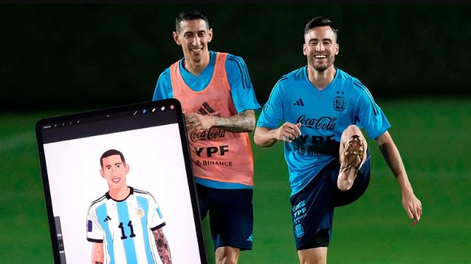 Nicolás Tagliafico dibujó a mano alzada a Ángel Di María y dejó a todos sin palabras