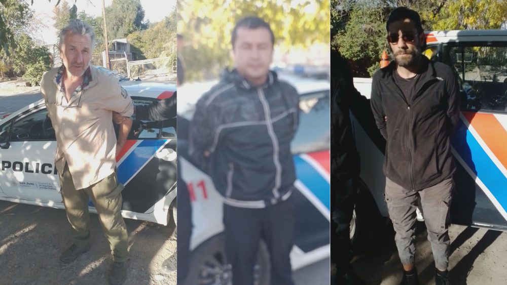 Los tres detenidos con armas de fuego en Caucete.&nbsp;
