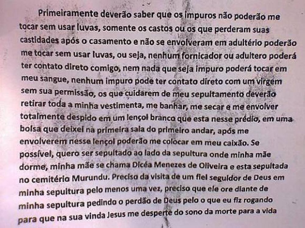 La carta que dejó el asesino