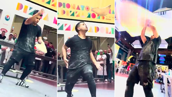 el maradona de la pizza logro podio mundialista: el show de acrobacias con masa