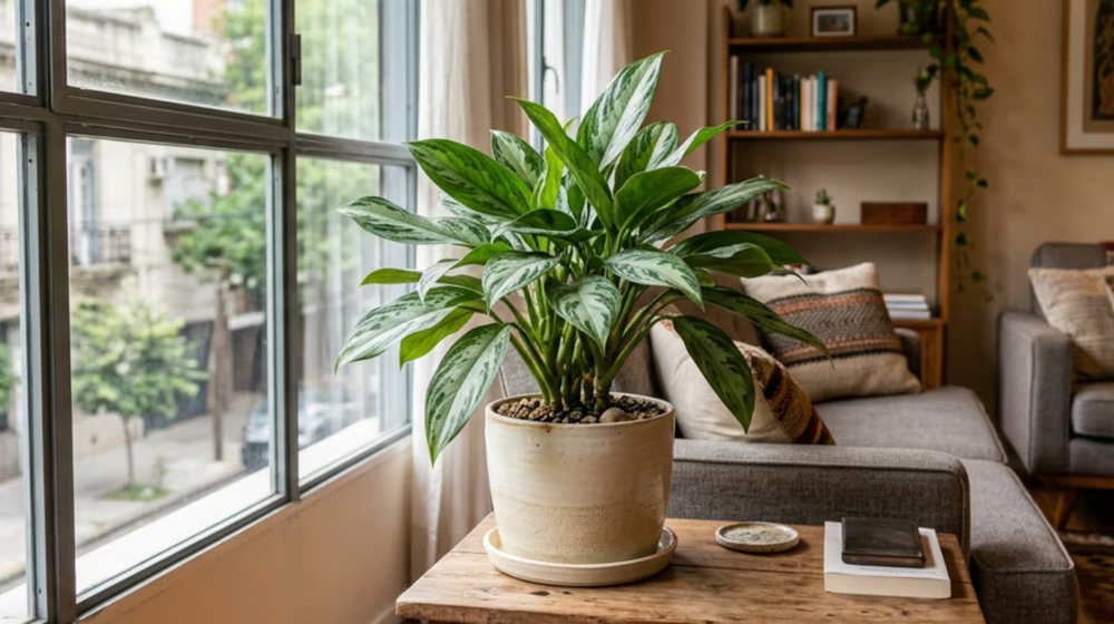 La aglaonema es una gran opción que soporta ambientes con poca ventilación. (Foto: Imagen ilustrativa generada con IA)