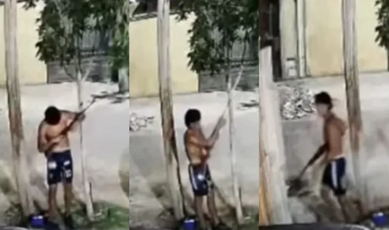 Confirman que el joven que amenaza a vecinos de Rawson con un arma es mayor de edad