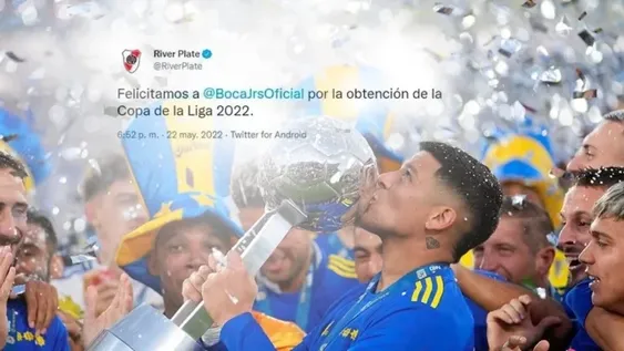 La felicitación de River a Boca por el título