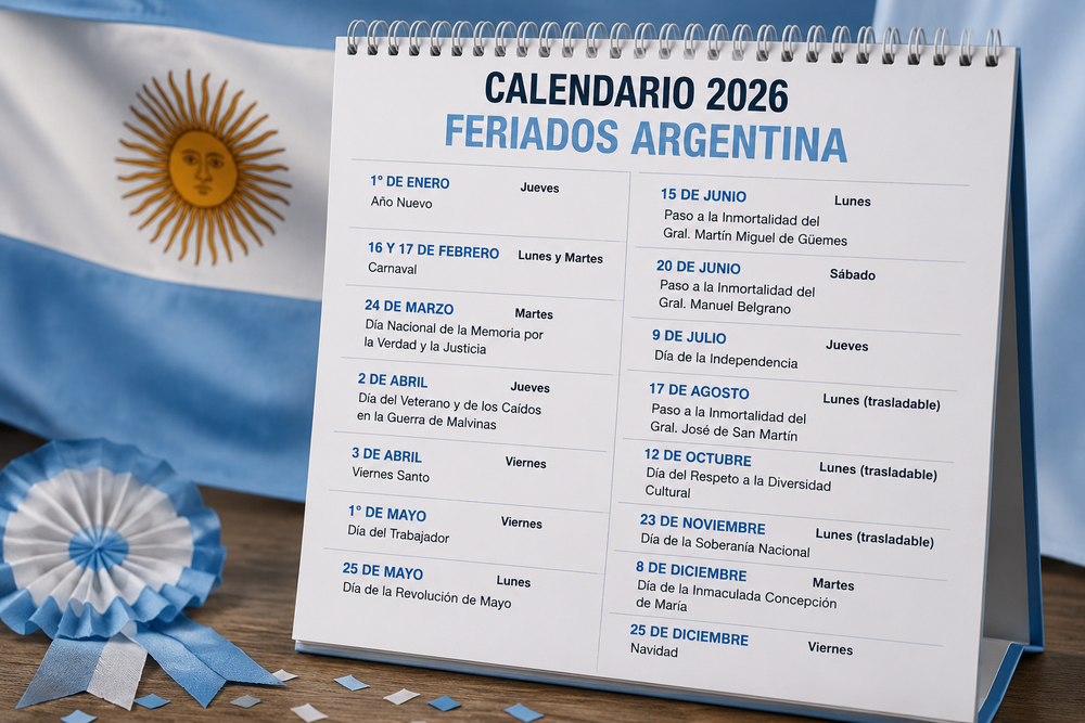 Calendario de feriados.