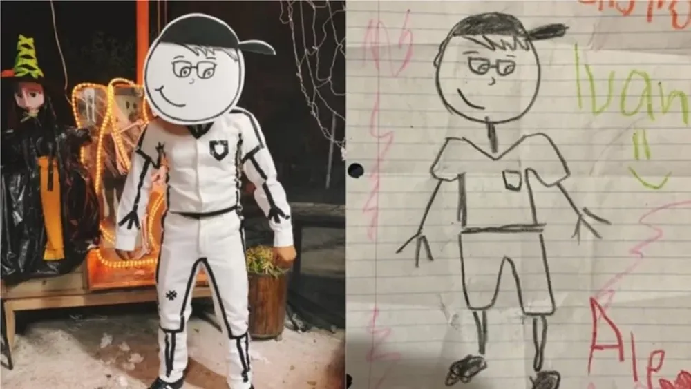 Un profesor se disfrazó del dibujo que le hizo su alumna fallecida