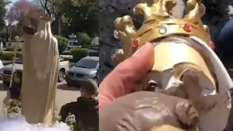 Una imagen de la Virgen se cayó en pleno inicio de una procesión y quedó destrozada
