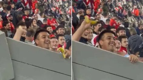 Enojo y repudio a un hincha de River que le tiró una banana a los de Fortaleza