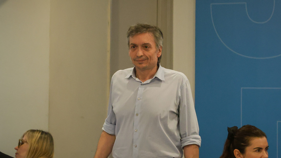 Máximo Kirchner durante una reunión en el PJ Nacional.