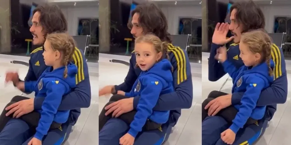 Edinson Cavani le enseñó canciones de Boca a su hija y fue furor en las redes