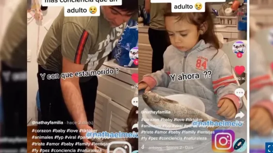 “No tenés que pescar mascotas del agua”: el tierno viral en que una nena reta a su papá