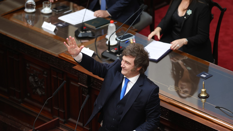 El presidente Javier Milei durante su discurso.