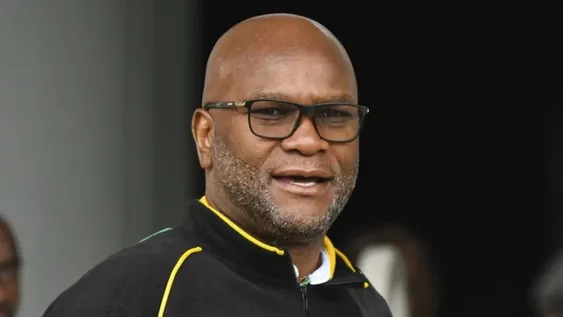 Nathi Mthethwa en una Conferencia Nacional del Congreso Nacional Africano (ANC) celebrada en Johannesburgo el 20 de diciembre de 2017. (Foto de GULSHAN KHAN / AFP).